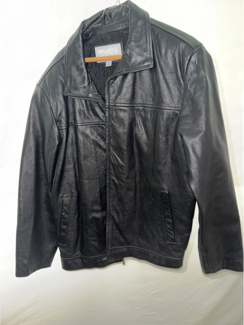 Men's Wilsons Leather Black Genuine Leather Jacket Size L